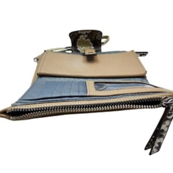 Enzo Angiolini Taupe and Snake Print Clutch - Picture 3 of 4